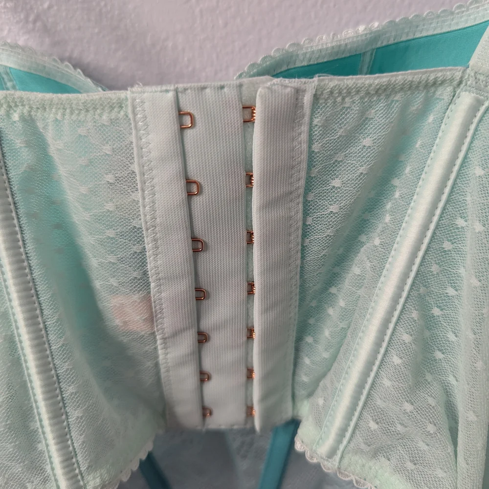 Teal Lace Bustier Corset Top, Size M | Underwire, Sheer Mesh, Y2K‎
